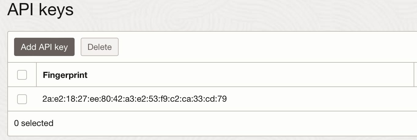 Oracle Cloud API Token Fingerprint
