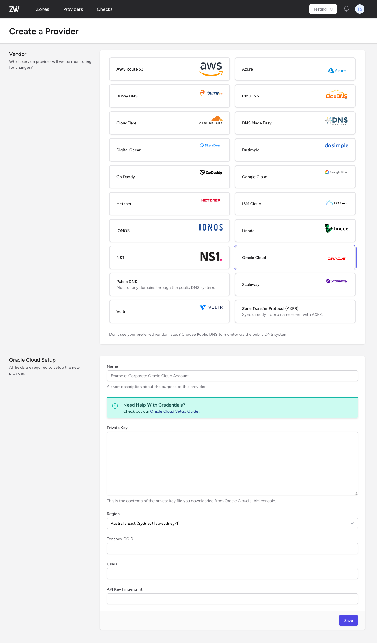 Oracle Cloud Provider Setup
